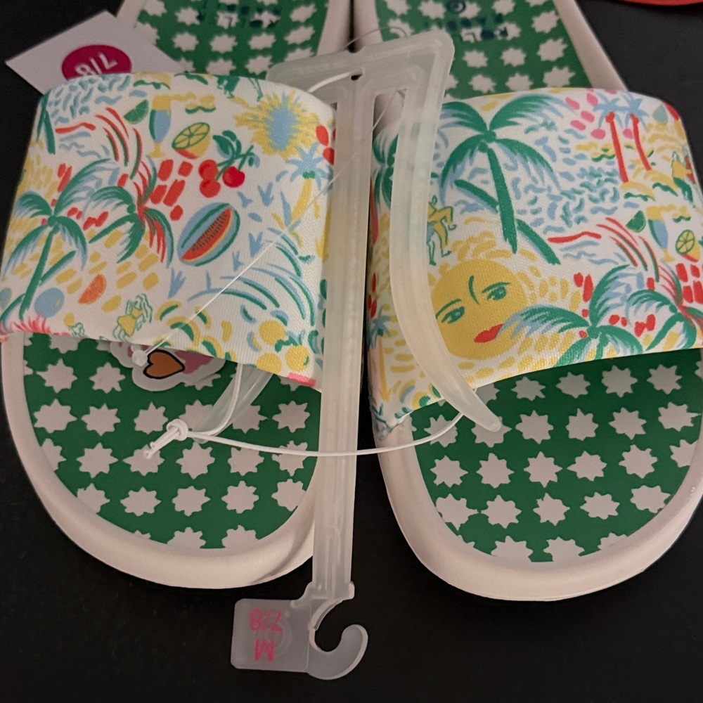 Roller Rabbit Star Patterned Green and White Slip… - image 4